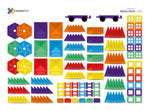 Connetix magnetic tiles 220pcs mega pack. Content list including color and quantity of each shapes