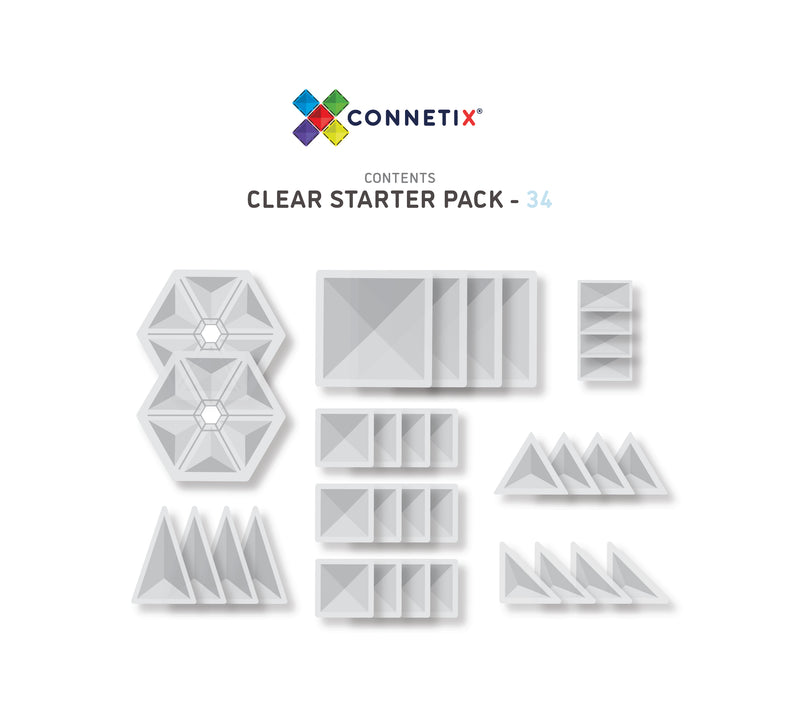 Magnetic tiles 34 pcs Clear Pack by Connetix