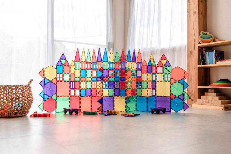 Connetix magnetic tiles building example in the playroom