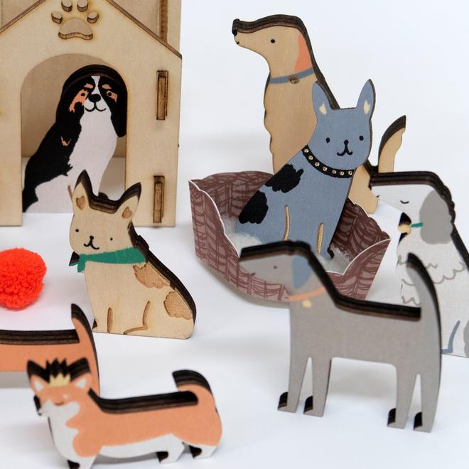 Wooden Dog Advent Calendar Suitcase