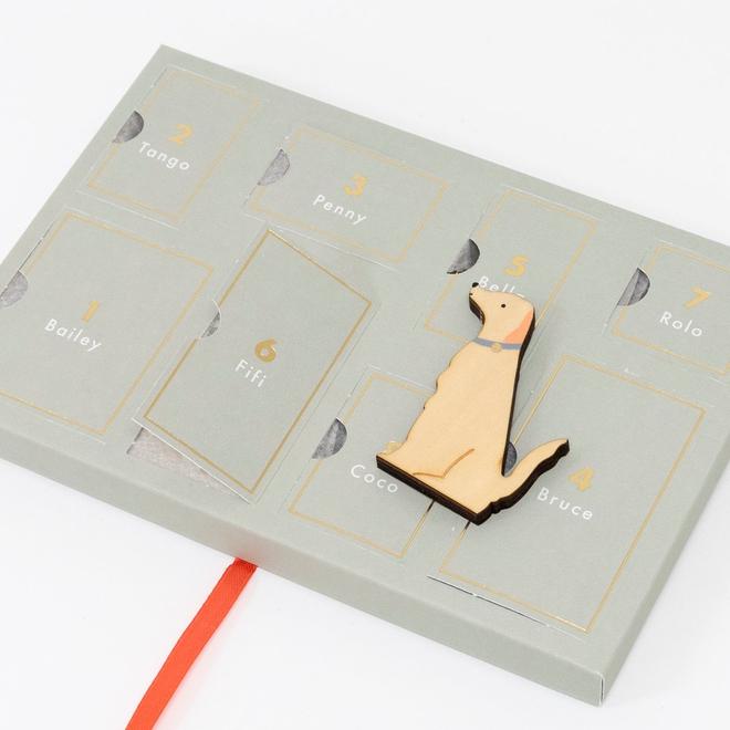 Wooden Dog Advent Calendar Suitcase