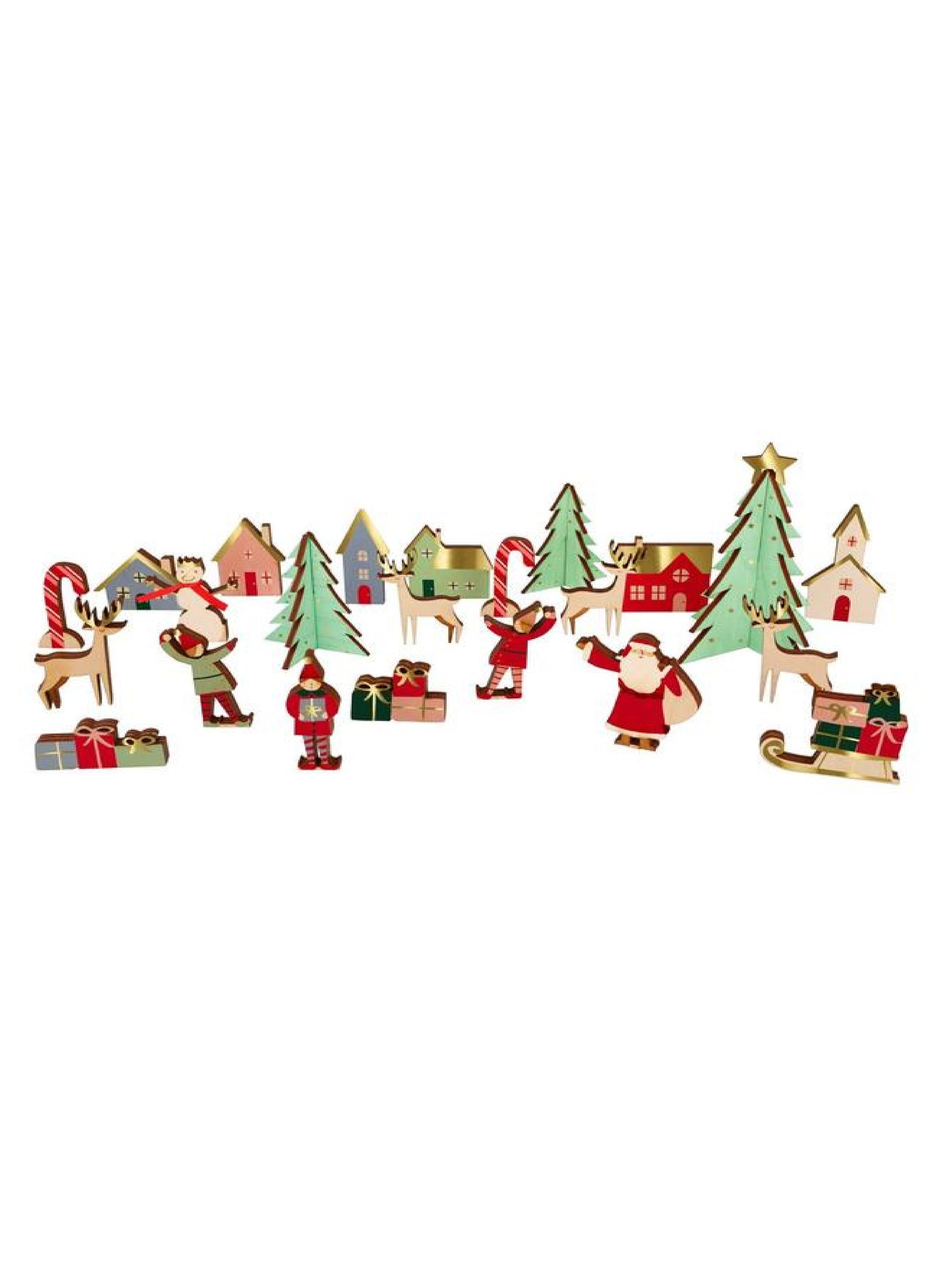 Wooden Festive Village Advent Calendar Suitcase Woodberry