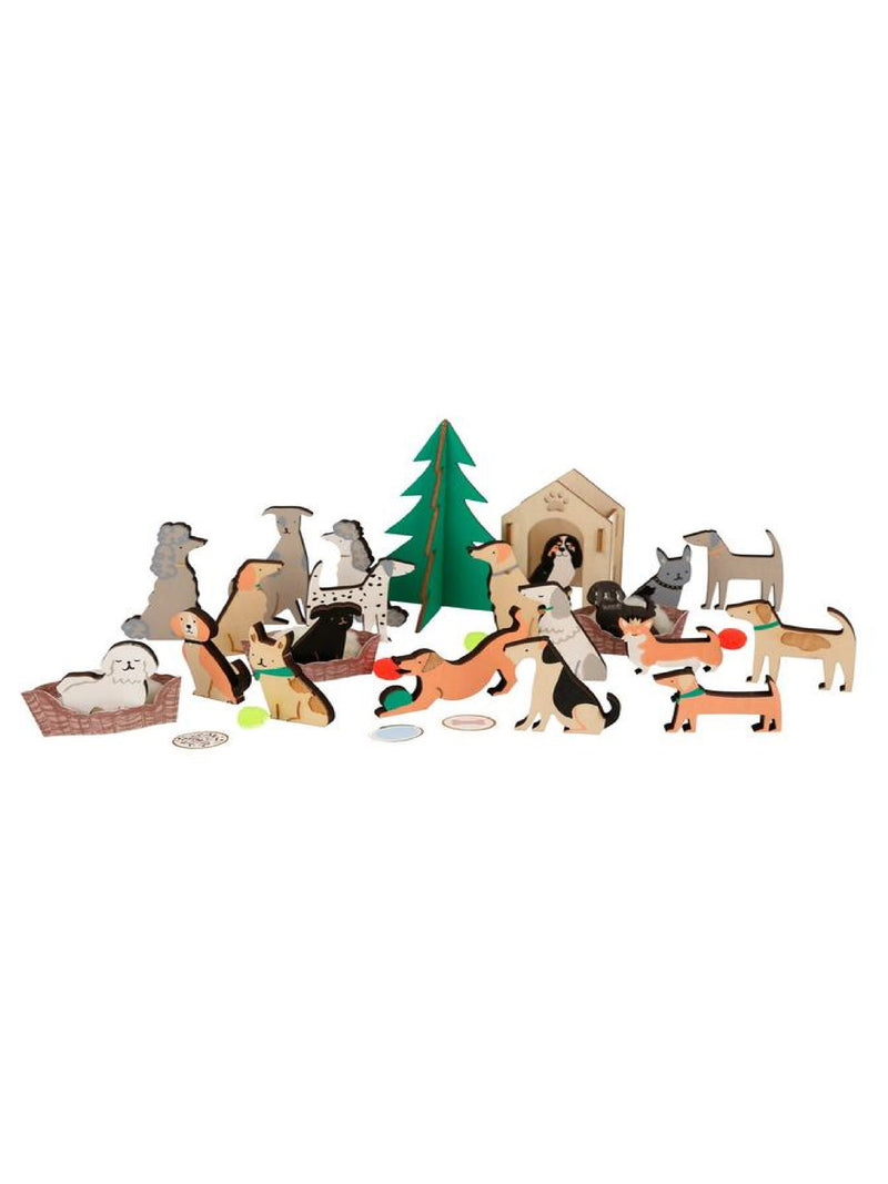 Wooden Dog Advent Calendar Suitcase