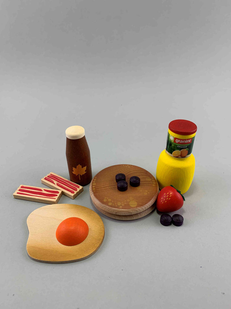 Woodberry Erzi Assorted American Breakfast Wooden Play Food Toy Set