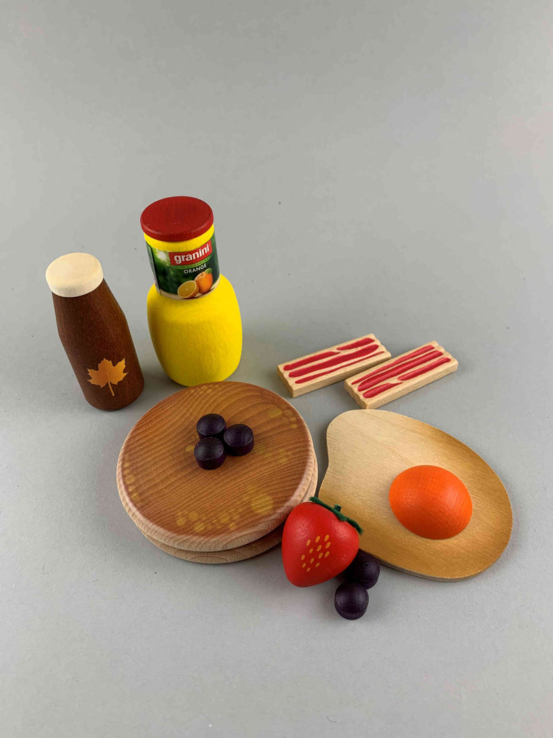 Woodberry Erzi Assorted American Breakfast Wooden Play Food Toy Set