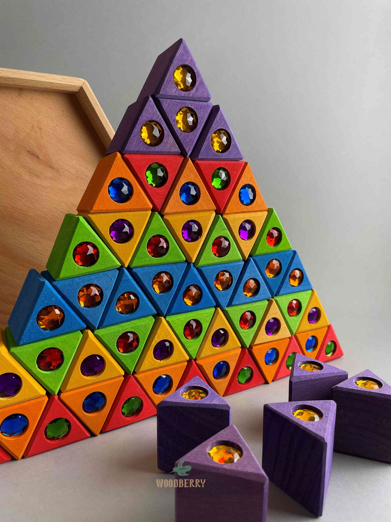 Bauspiel wooden Junior triangles 54 pcs in wooden tray