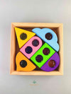 Bauspiel wooden fairy windows in tray. 12 pcs color set