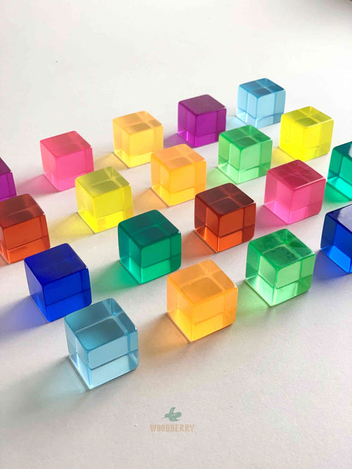 bauspiel Lucite cubes lucent cubes acrylic cubes building toy 100pcs set