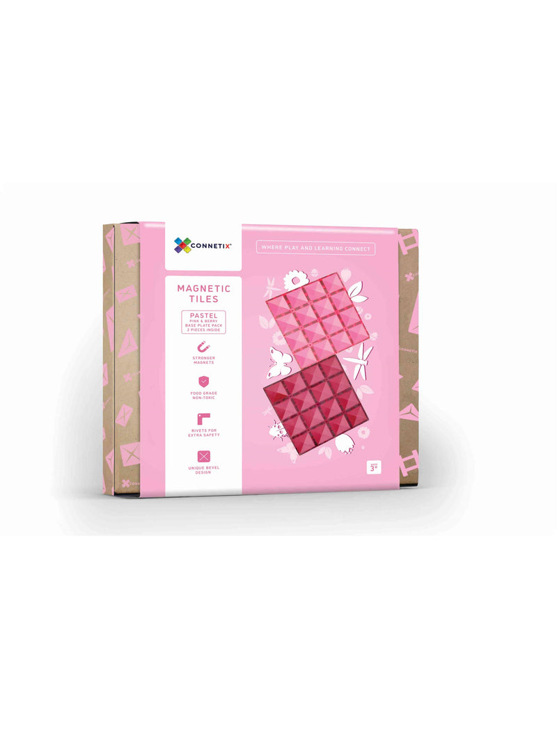 Magnetic tiles 2pcs Base Plate Pack Pink-Berry by Connetix