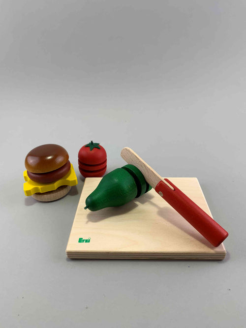 Wooden Cheeseburger Cutting Play Set