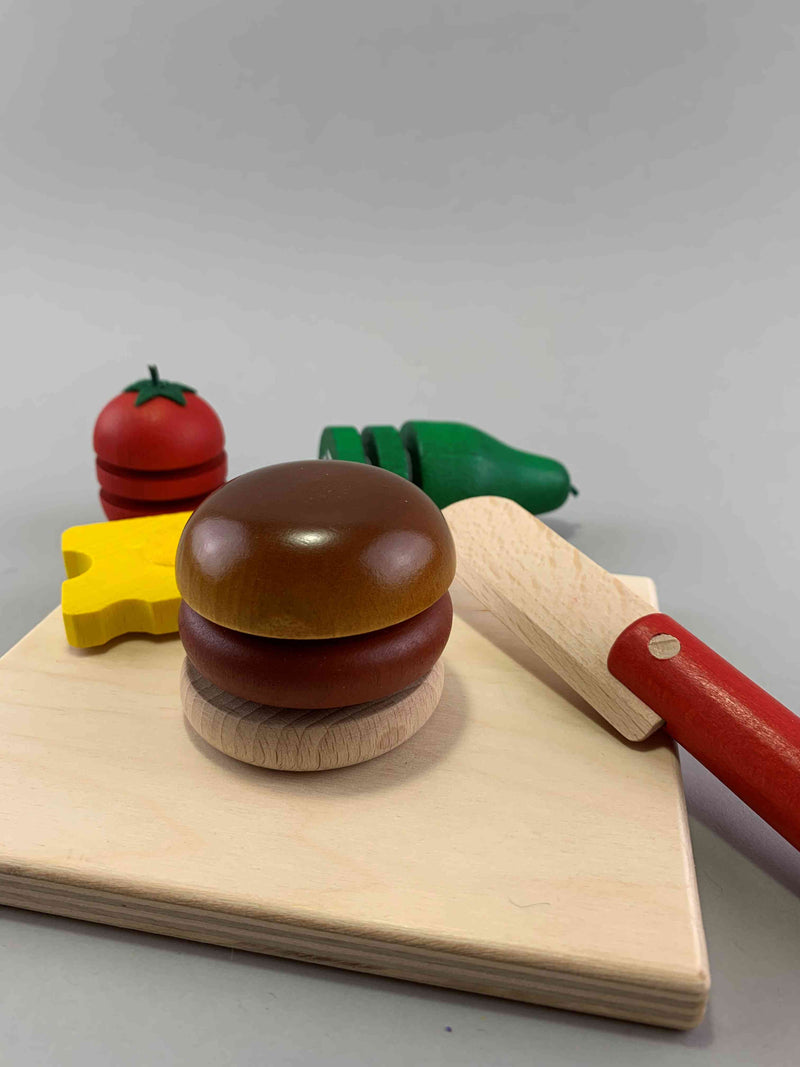 Wooden Cheeseburger Cutting Play Set