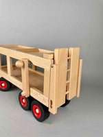 Woodberry Fagus Car Transporter rear view of transporter bed with ramp raised. 