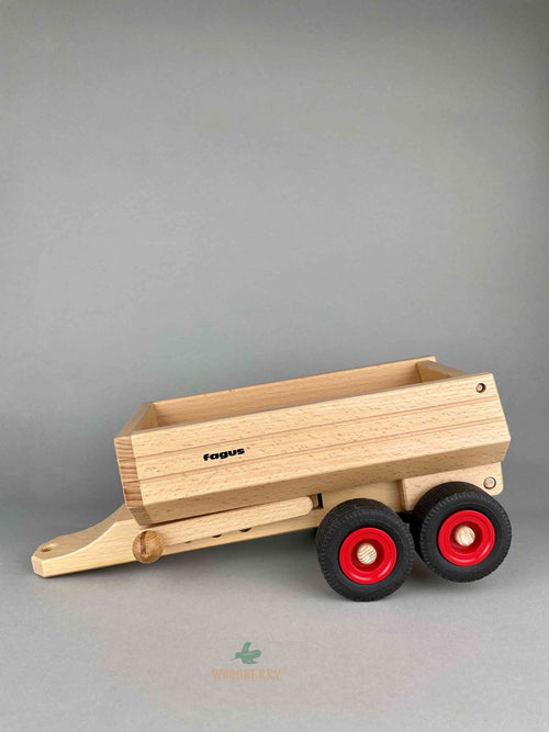 Woodberry Fagus Container Tipper Trailer side view angle. 