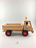 Woodberry Fagus Dump Truck side view with two peg people sitting in truck. 