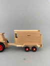 Woodberry Fagus Horse Box Cart side view attached to tractor. 