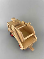 Woodberry Fagus Skip Truck with cargo container on truck bed. Rearview.