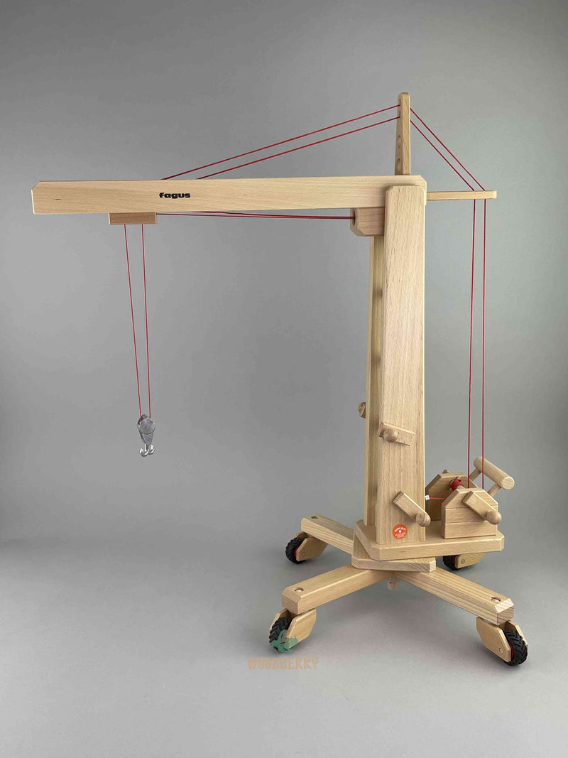 Side-view of full standing crane from Fagus. 