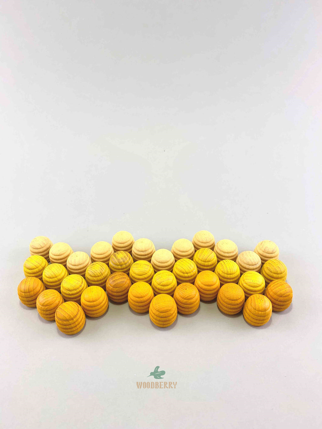 Grapat mandala yellow honeycomb wooden toys displayed in a flower shape.