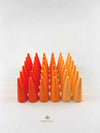 Grapat mandala orange cone wooden toys displayed in a square shape.