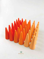 Grapat mandala orange cone wooden toys displayed in a diamond shape.