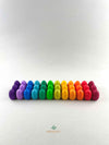 New 2021 Grapat mandala pieces: rainbow eggs. Organized in three rows, grouped by their respective colors. 