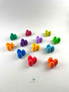New 2021 Grapat mandala pieces: rainbow eggs. Randomly grouped by color in individual groups of three.