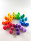 New 2021 Grapat mandala pieces: rainbow eggs. Organized in a flower shape and arranged by color.