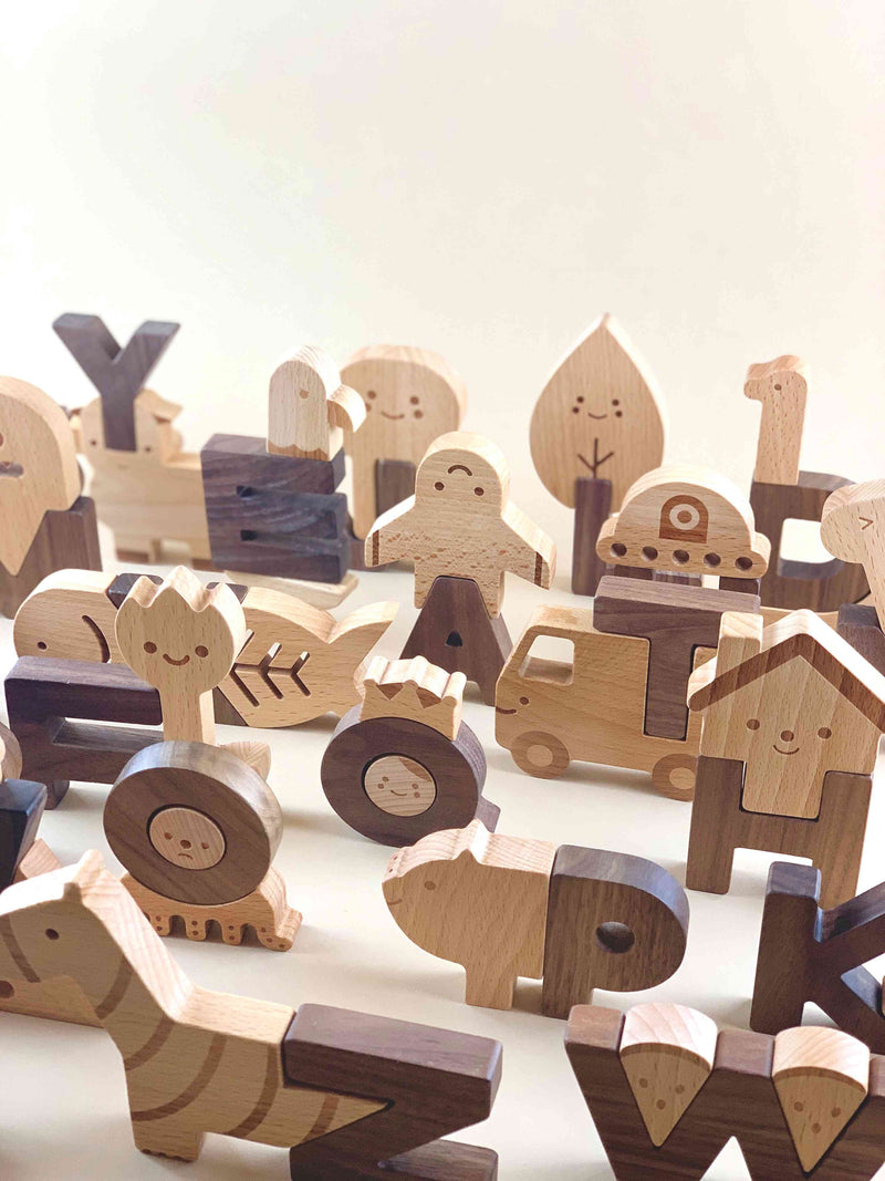 Wooden Alphabet Play Block Set