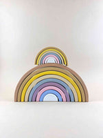 Raduga Grez Wooden Rainbow toy stacker in sand USA
