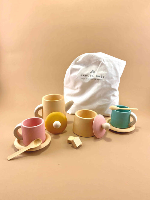 Tea Set - Mustard and Pink