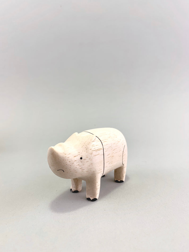 Wooden Rhinoceros Figure