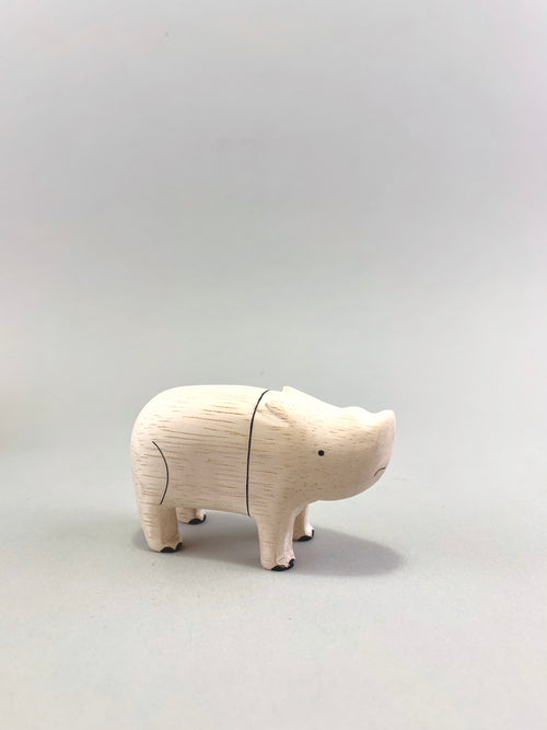 Wooden Rhinoceros Figure