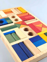 Wooden Rainbow Blocks in Tray 54pcs